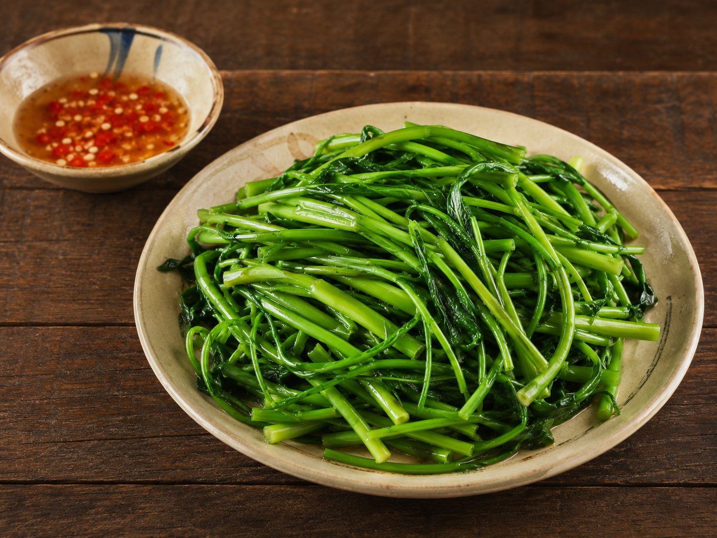 Rau muống, tơi,  lang luộc