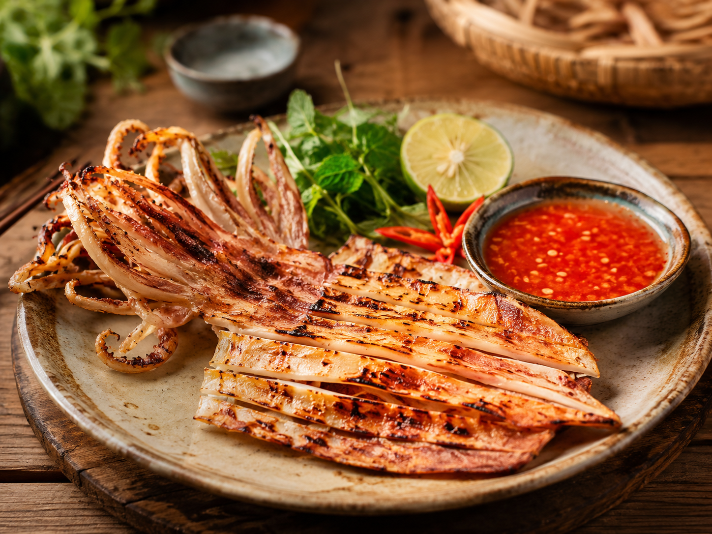 Mực khô nướng