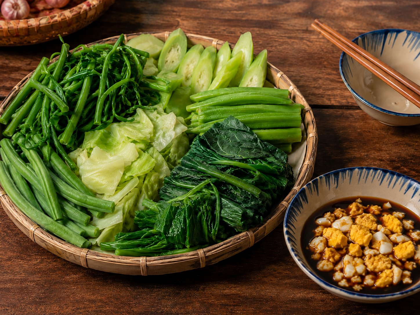 Rau luộc chấm trứng