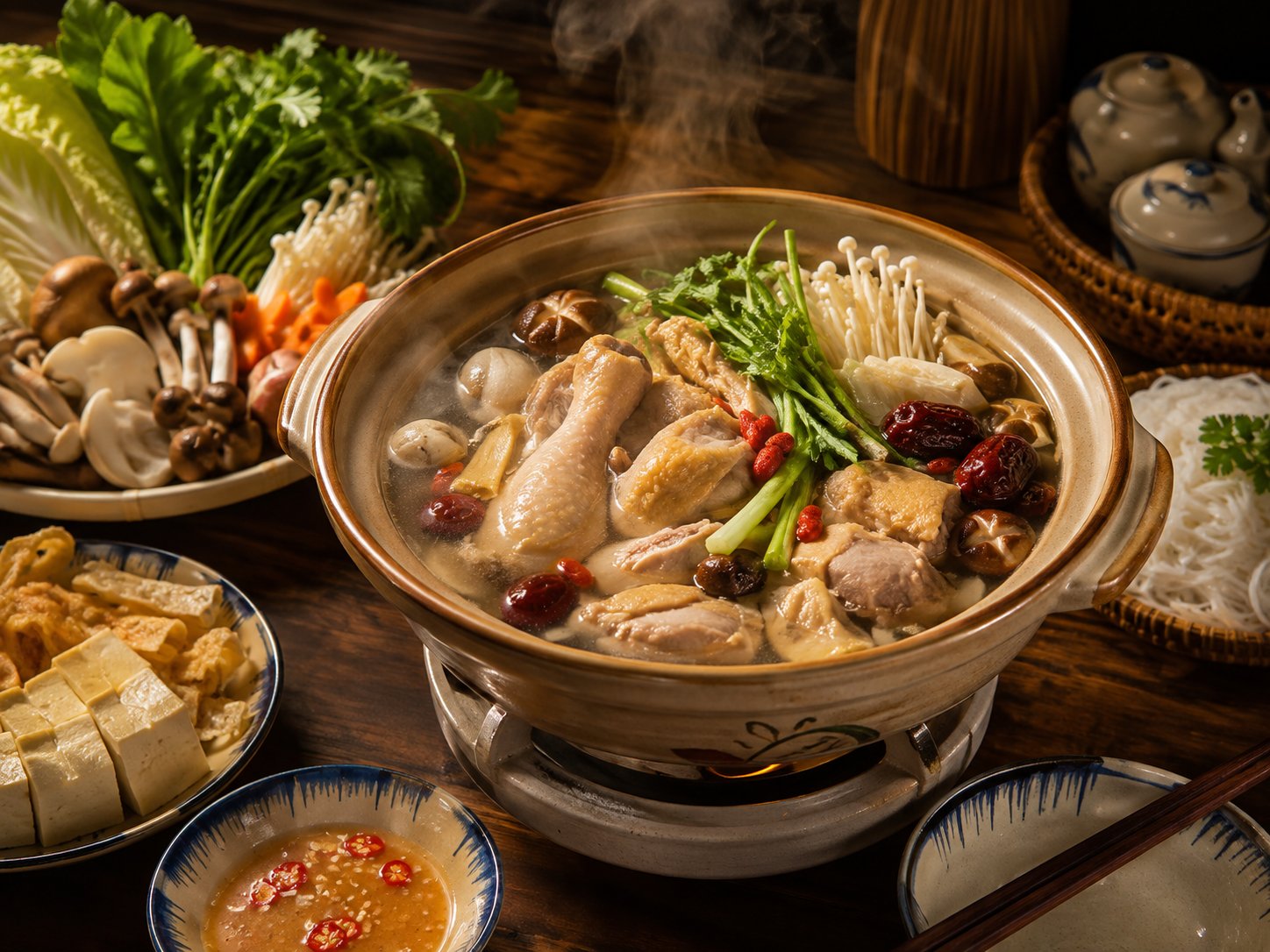 Lẩu gà nấm