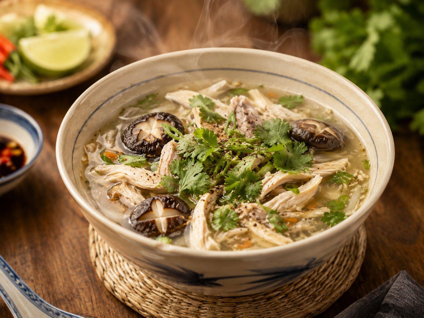 Súp gà nấm đông cô
