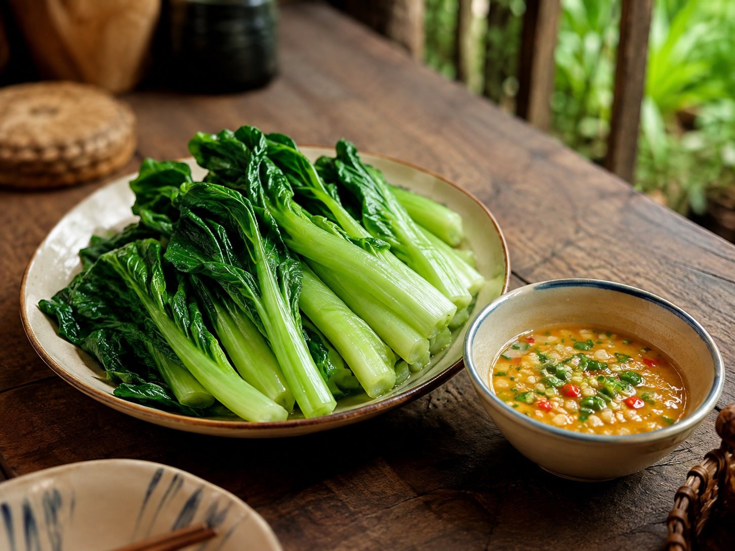 Cải mèo luộc chấm trứng