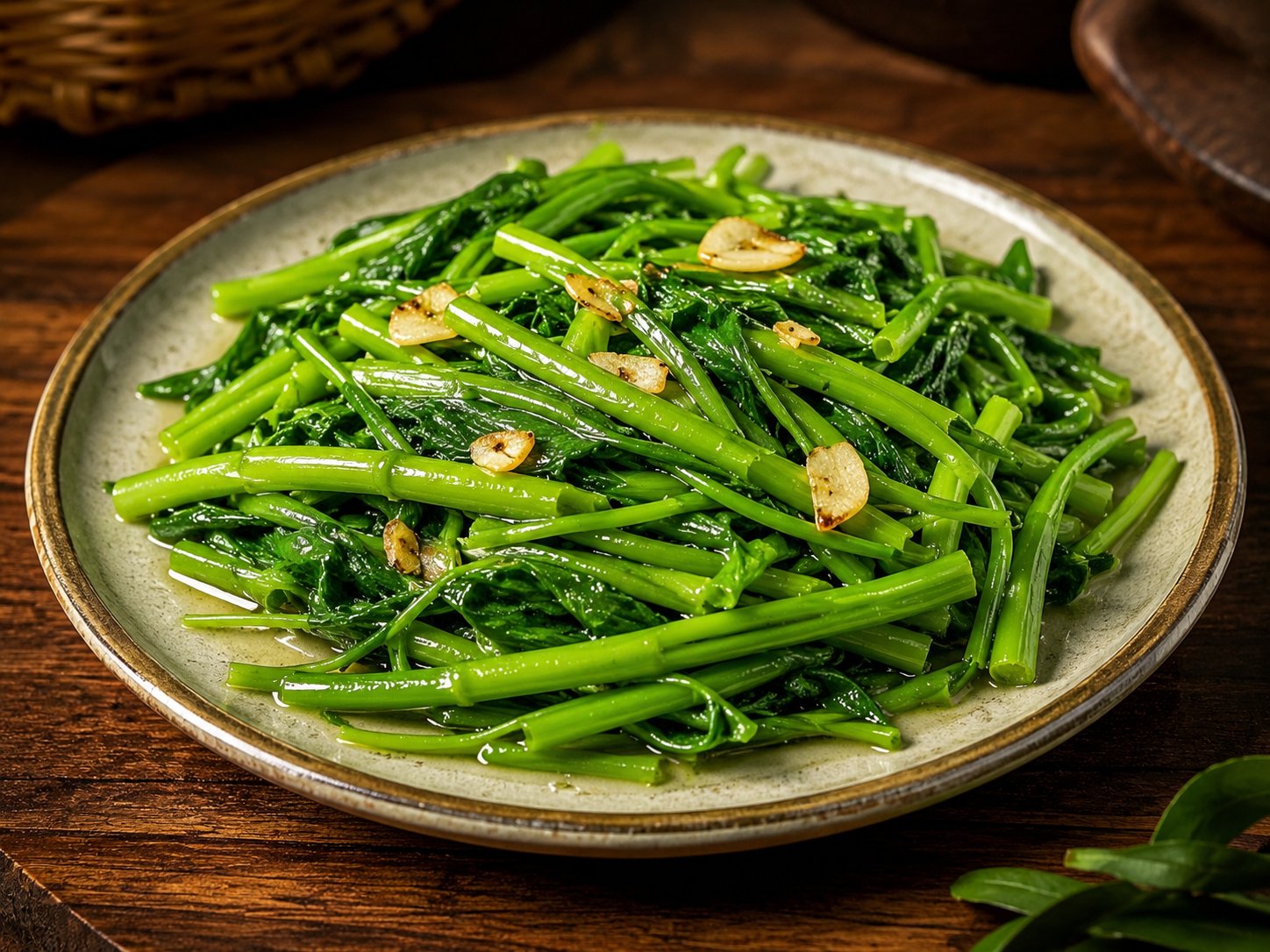 Rau muống, tơi,  lang xào