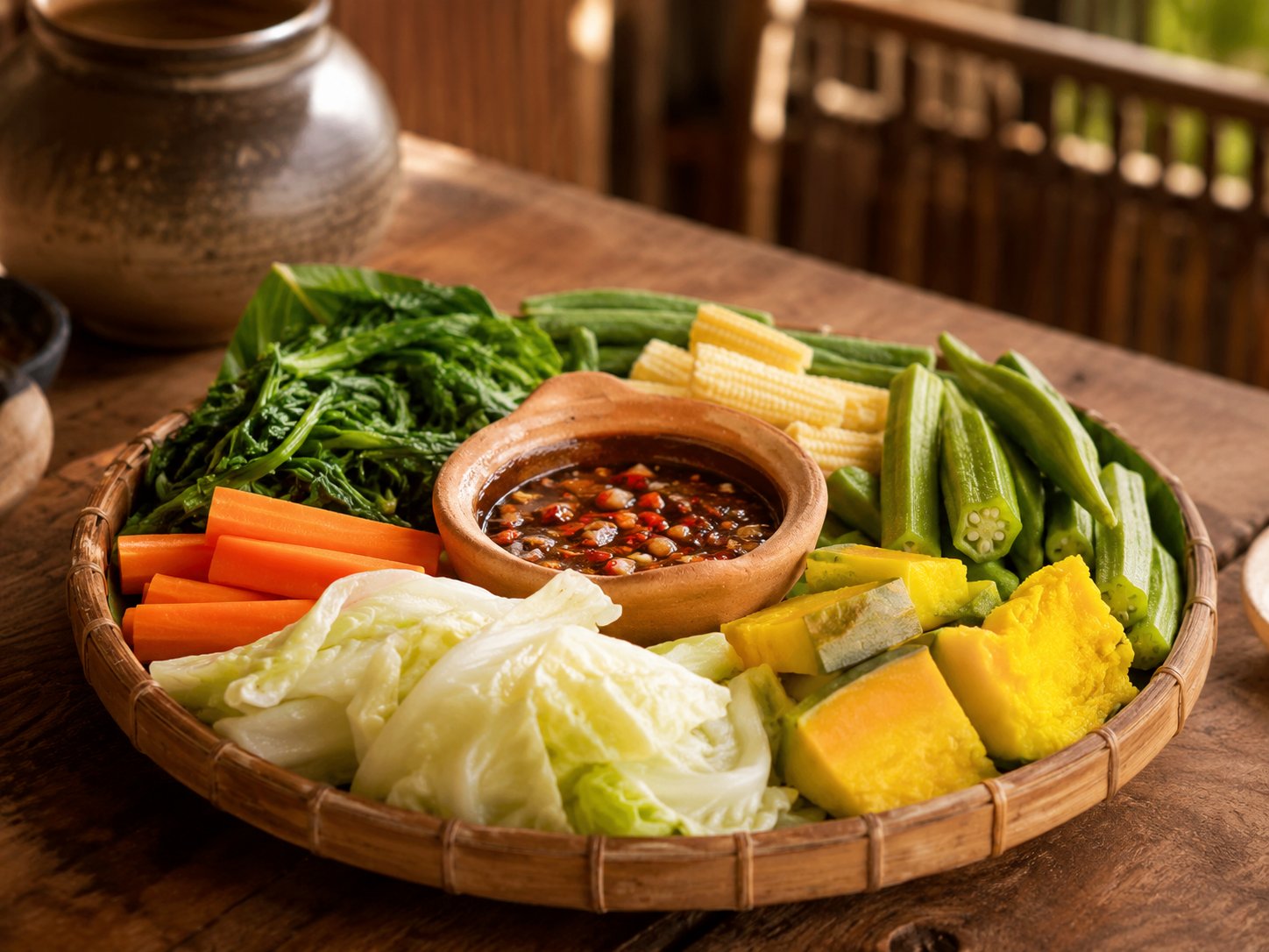 Củ quả luộc chấm kho quẹt
