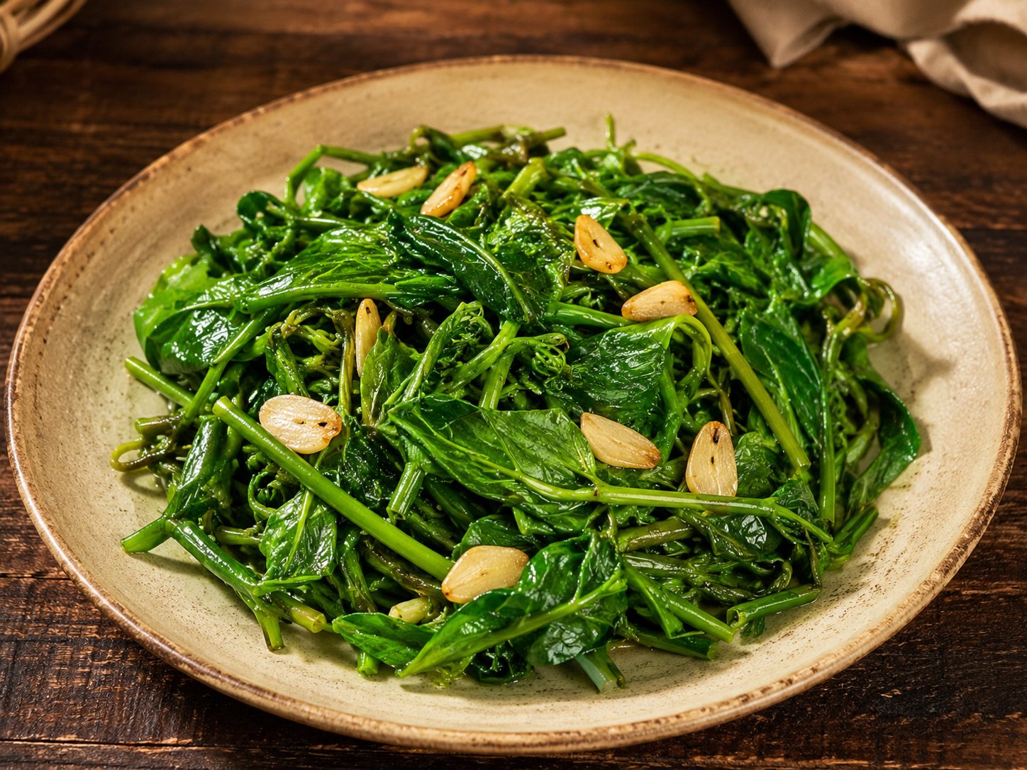 Rau muống, tơi,  lang xào 3